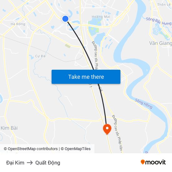 Đại Kim to Quất Động map