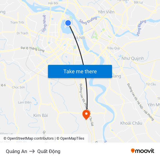 Quảng An to Quất Động map