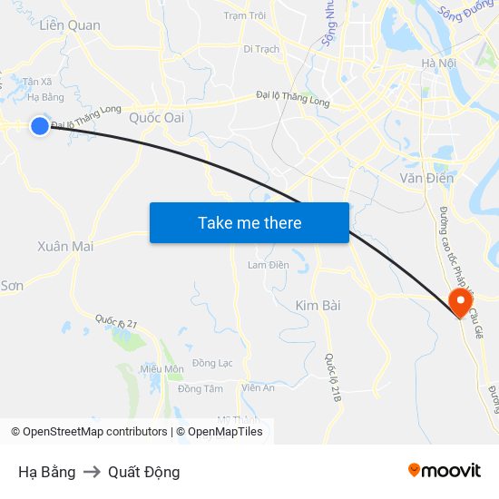 Hạ Bằng to Quất Động map