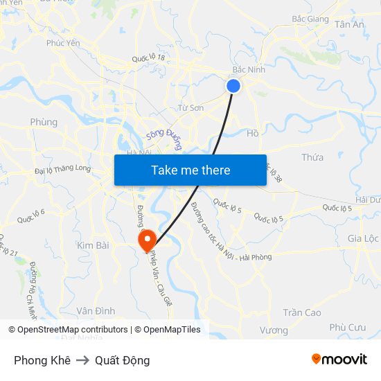Phong Khê to Quất Động map