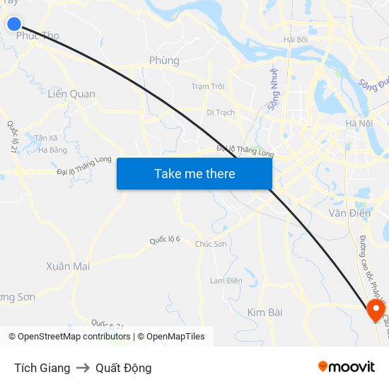 Tích Giang to Quất Động map