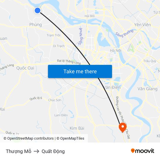 Thượng Mỗ to Quất Động map