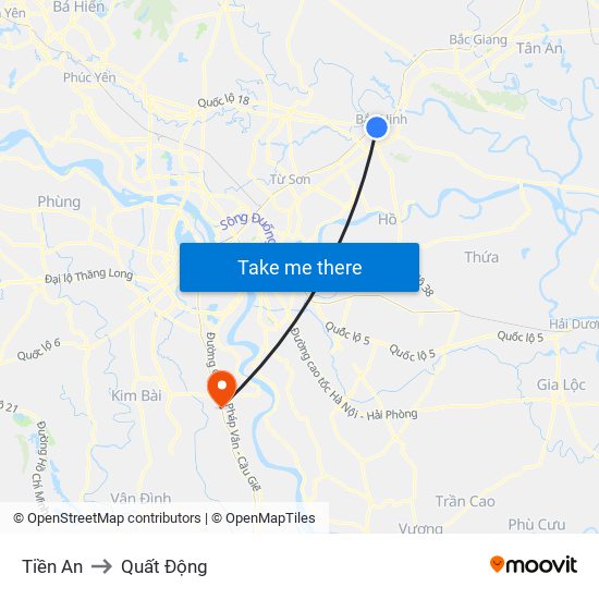 Tiền An to Quất Động map