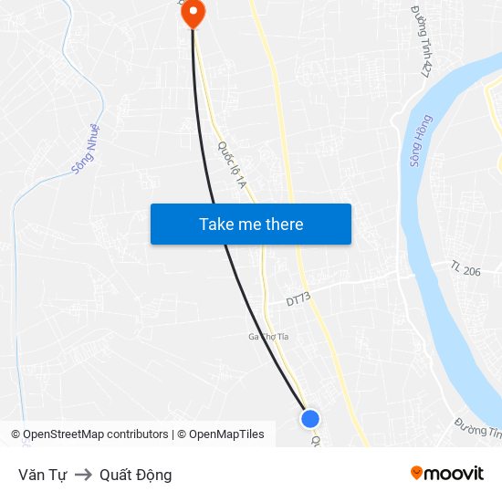 Văn Tự to Quất Động map