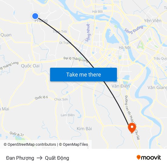 Đan Phượng to Quất Động map