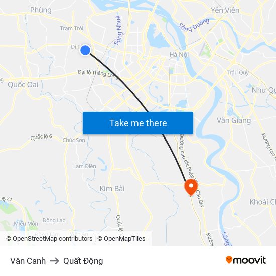 Vân Canh to Quất Động map