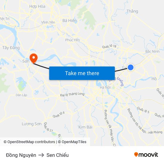 Đồng Nguyên to Sen Chiểu map