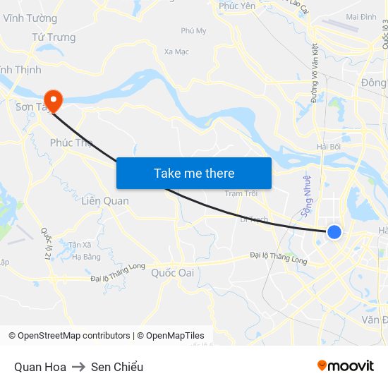 Quan Hoa to Sen Chiểu map