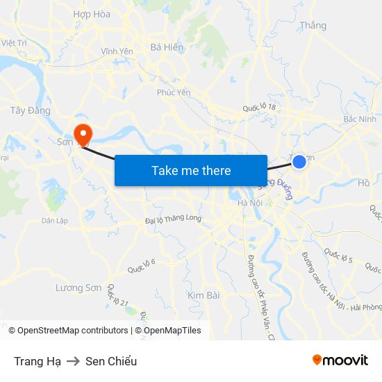 Trang Hạ to Sen Chiểu map