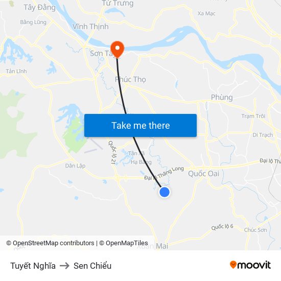 Tuyết Nghĩa to Sen Chiểu map