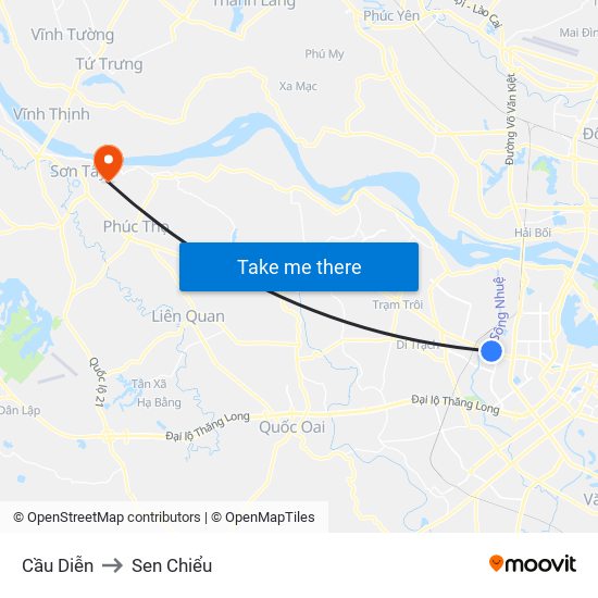 Cầu Diễn to Sen Chiểu map