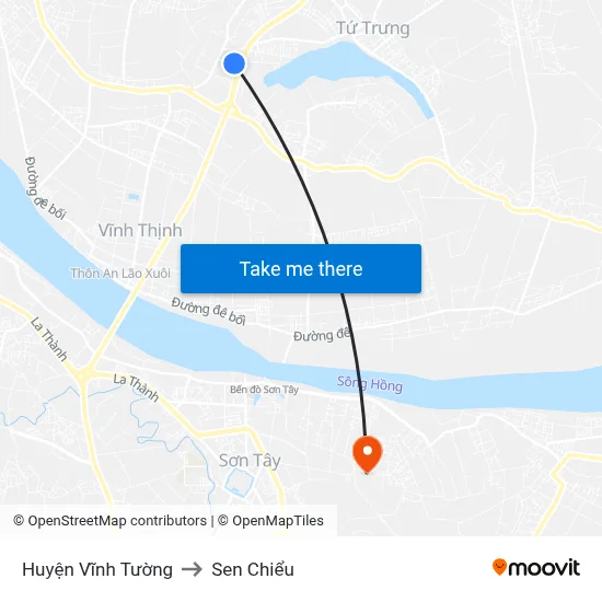 Huyện Vĩnh Tường to Sen Chiểu map