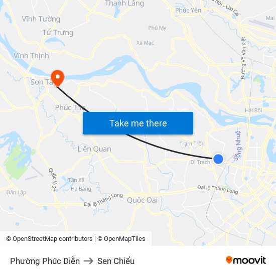 Phường Phúc Diễn to Sen Chiểu map