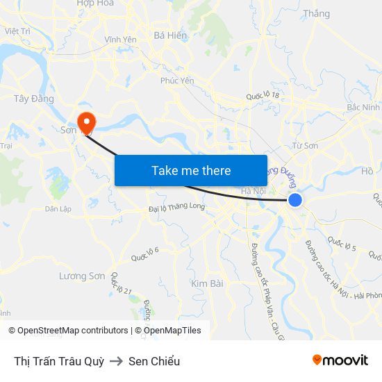 Thị Trấn Trâu Quỳ to Sen Chiểu map