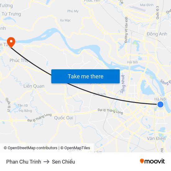 Phan Chu Trinh to Sen Chiểu map