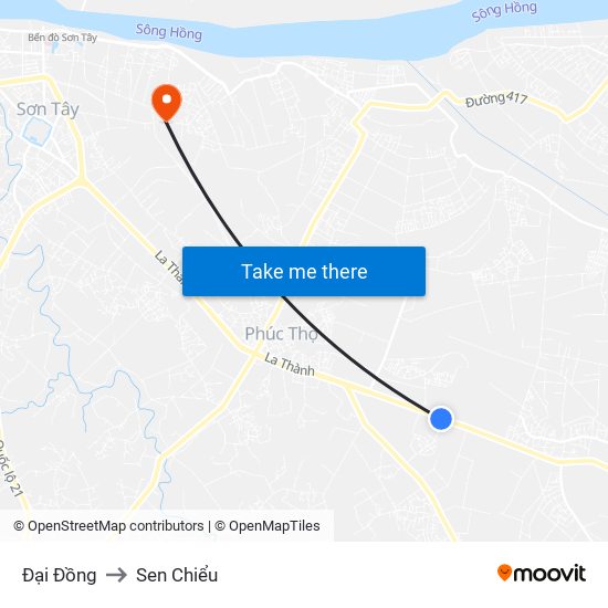 Đại Đồng to Sen Chiểu map