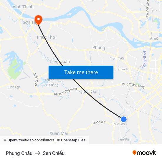 Phụng Châu to Sen Chiểu map