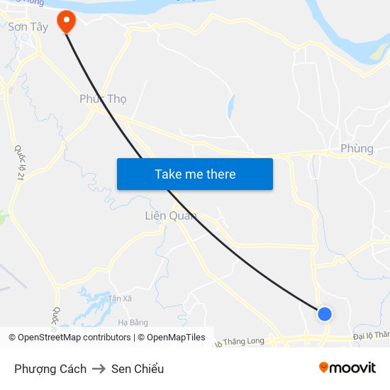 Phượng Cách to Sen Chiểu map