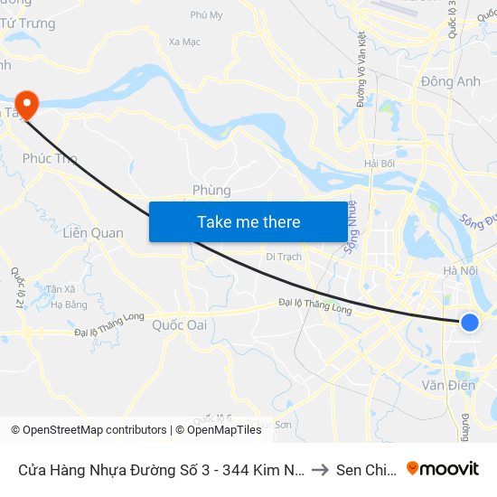 Cửa Hàng Nhựa Đường Số 3 - 344 Kim Ngưu to Sen Chiểu map