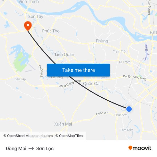 Đồng Mai to Sơn Lộc map