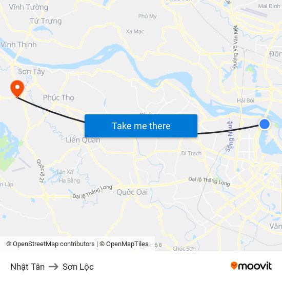 Nhật Tân to Sơn Lộc map