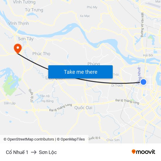 Cổ Nhuế 1 to Sơn Lộc map