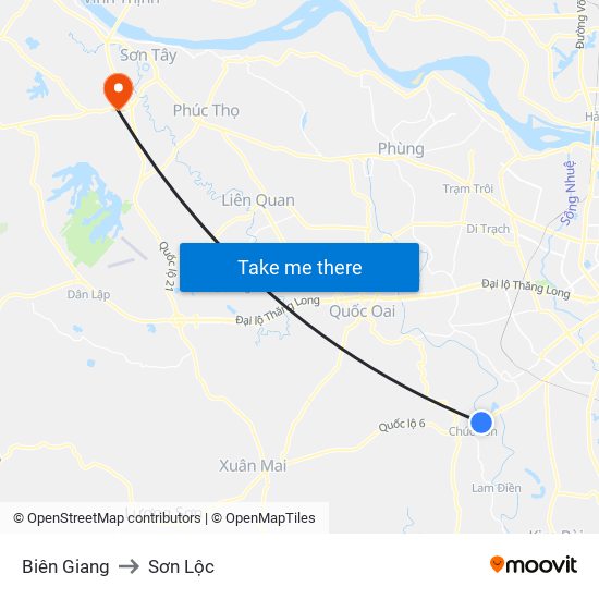 Biên Giang to Sơn Lộc map