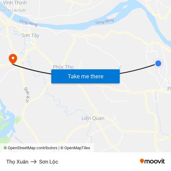 Thọ Xuân to Sơn Lộc map