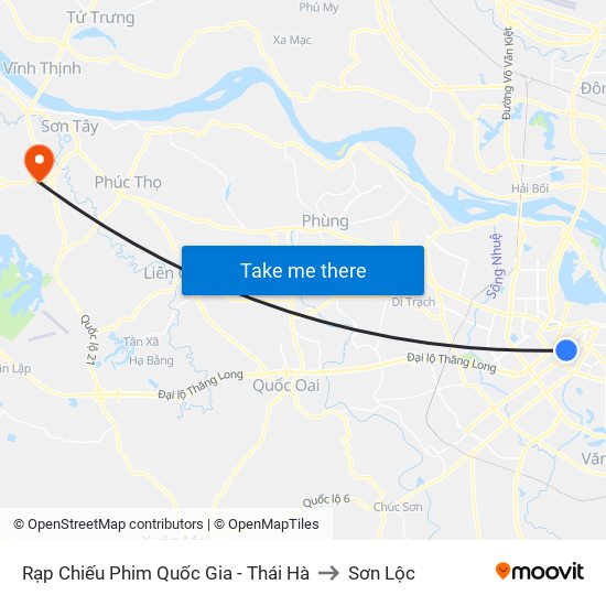 Rạp Chiếu Phim Quốc Gia - Thái Hà to Sơn Lộc map