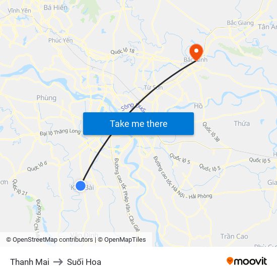 Thanh Mai to Suối Hoa map