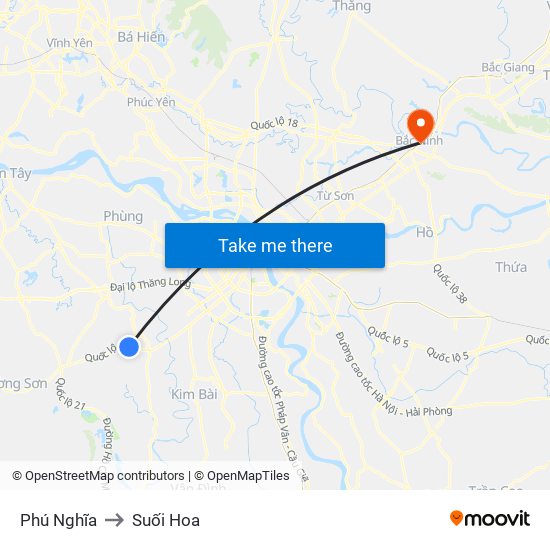 Phú Nghĩa to Suối Hoa map