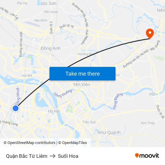 Quận Bắc Từ Liêm to Suối Hoa map