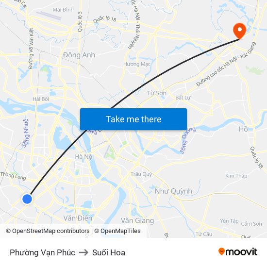 Phường Vạn Phúc to Suối Hoa map