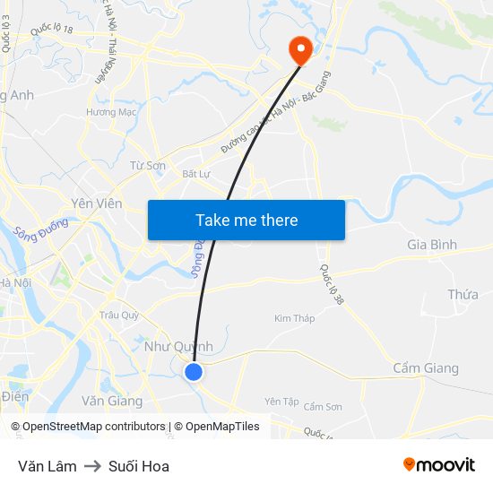 Văn Lâm to Suối Hoa map