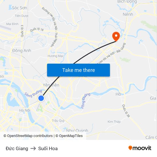 Đức Giang to Suối Hoa map