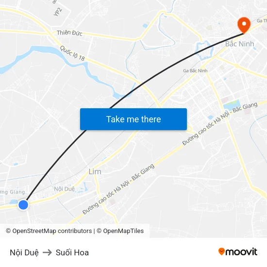Nội Duệ to Suối Hoa map