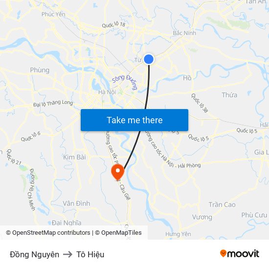 Đồng Nguyên to Tô Hiệu map