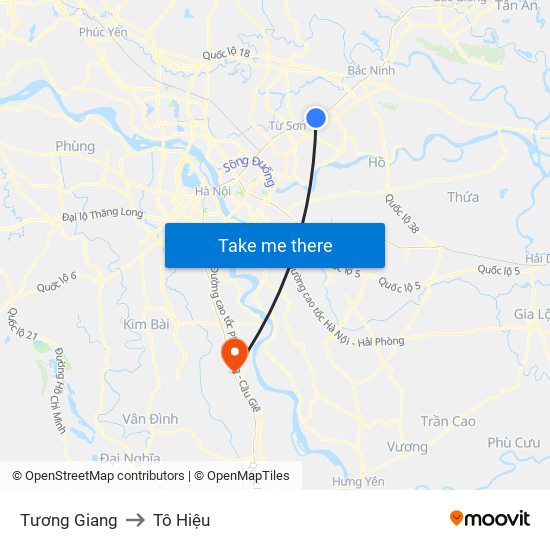 Tương Giang to Tô Hiệu map