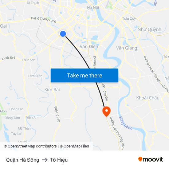 Quận Hà Đông to Tô Hiệu map