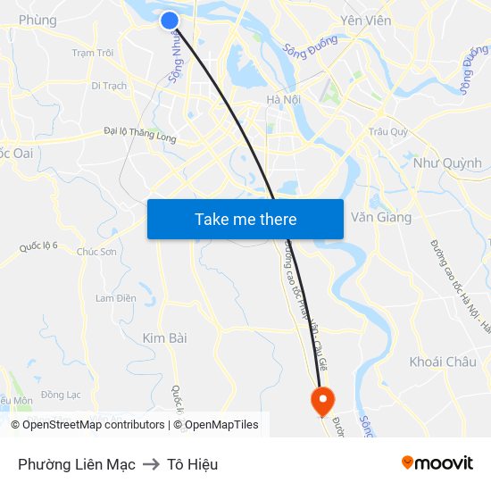 Phường Liên Mạc to Tô Hiệu map