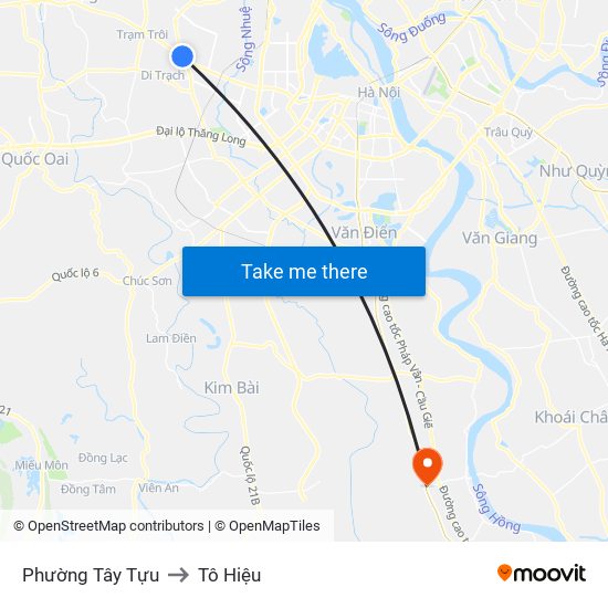 Phường Tây Tựu to Tô Hiệu map