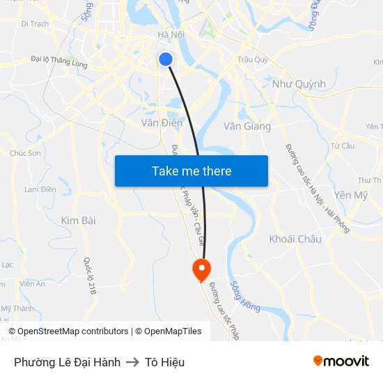 Phường Lê Đại Hành to Tô Hiệu map