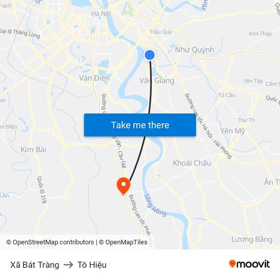 Xã Bát Tràng to Tô Hiệu map