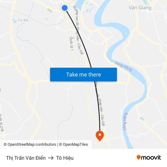 Thị Trấn Văn Điển to Tô Hiệu map