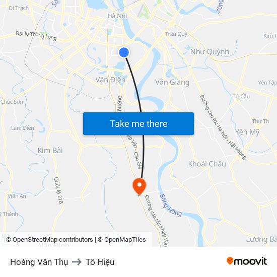 Hoàng Văn Thụ to Tô Hiệu map