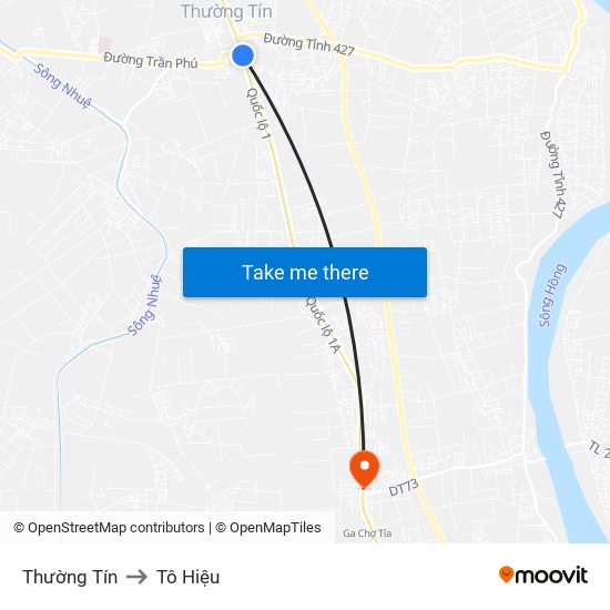 Thường Tín to Tô Hiệu map