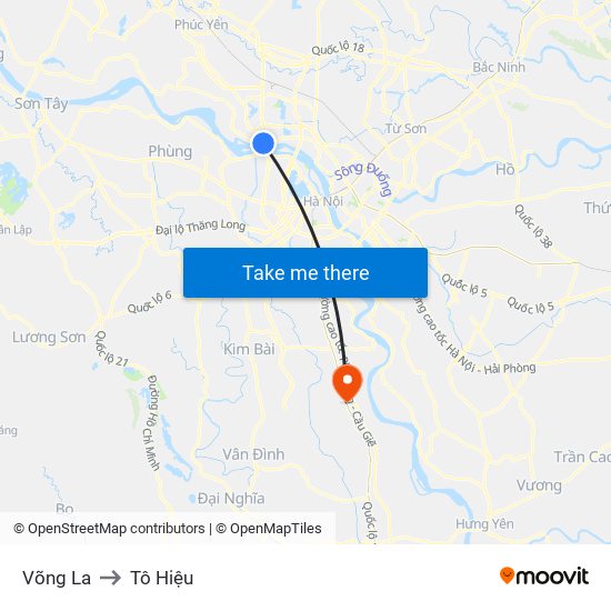 Võng La to Tô Hiệu map