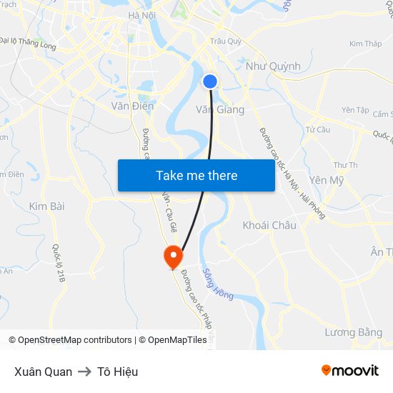 Xuân Quan to Tô Hiệu map