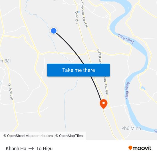 Khánh Hà to Tô Hiệu map