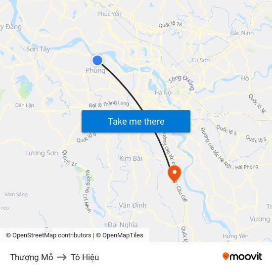 Thượng Mỗ to Tô Hiệu map